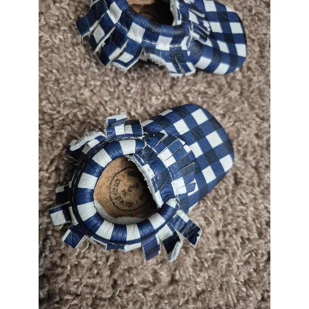 Freshly picked moccasins size 2 plaid blue